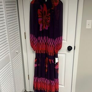 Maison Tara Long Sleeve Dress - Purple and Red Floral